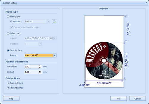 Printout Setup Dialog Box