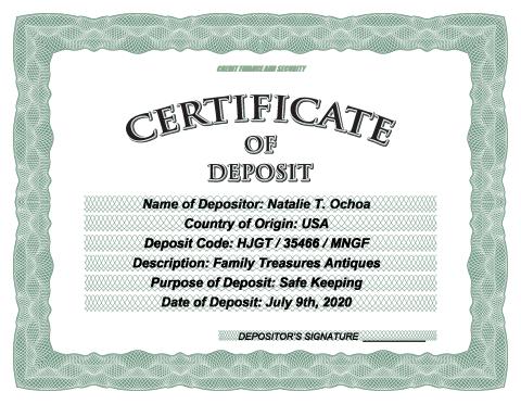 Certificate of Deposit template