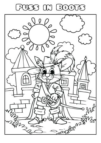 Puss in Boots coloring book template