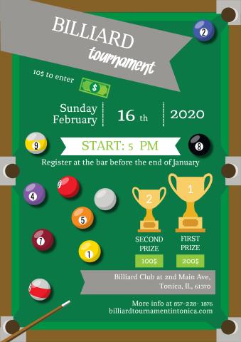 Billiard Tournament 2 poster template
