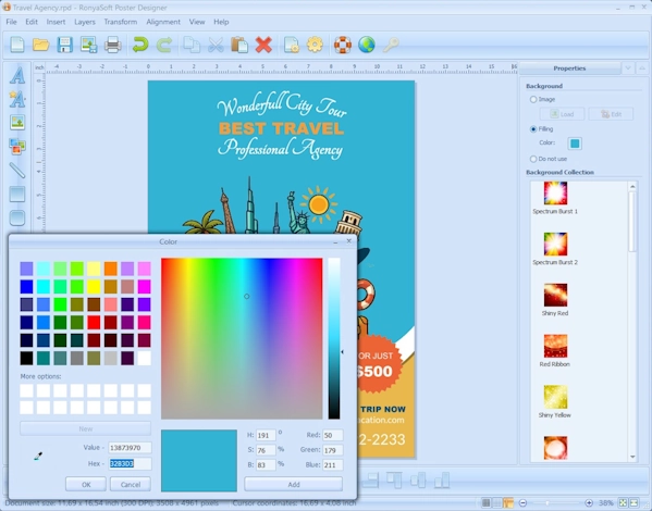 Changing colors and backgrounds in poster design