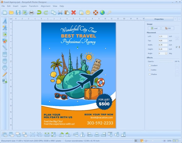 Editing images and clipart for travel poster