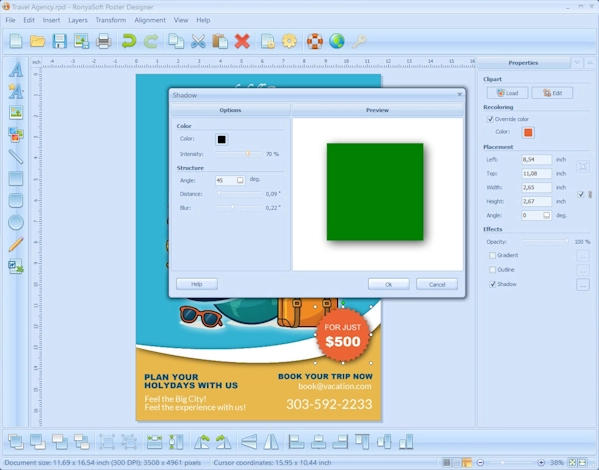 Adding shadows and effects in poster design