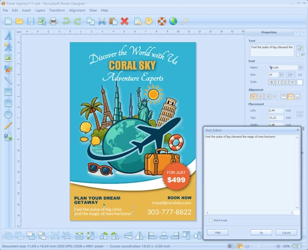 Editing poster text in Ronyasoft Poster Designer