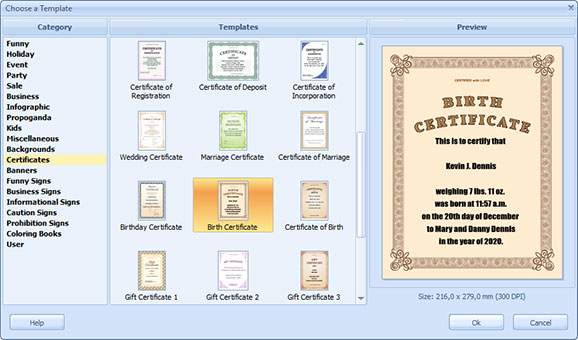 Choose a Template Dialog Box